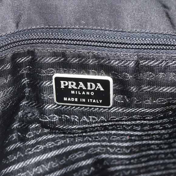 PRADA Tote Bag Nylon Black Silver Auth bs34646