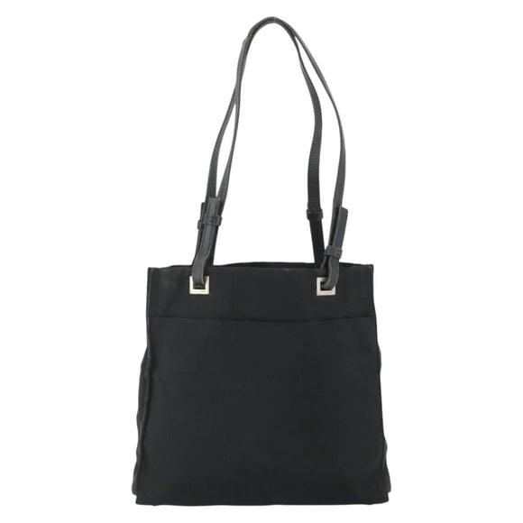 PRADA Tote Bag Nylon Black Silver Auth bs34646