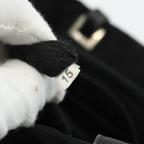 PRADA Tote Bag Nylon Black Silver Auth bs34646