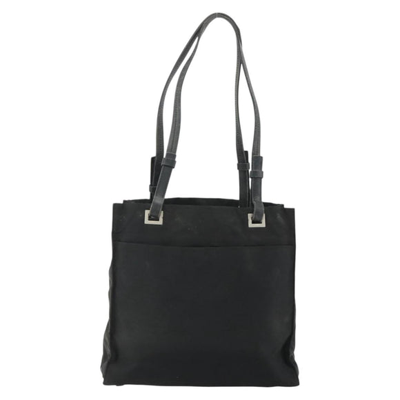 PRADA Tote Bag Nylon Black Silver Auth bs34646