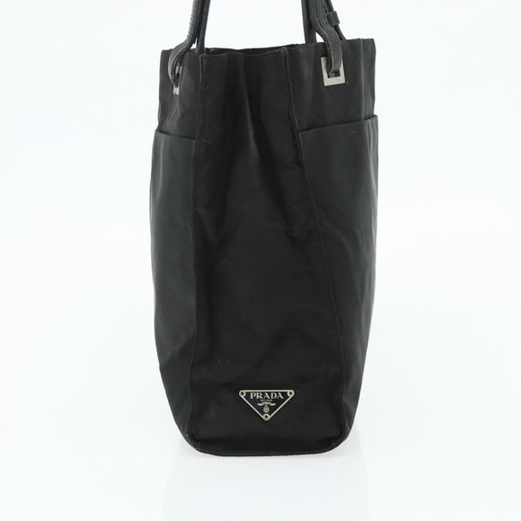 PRADA Tote Bag Nylon Black Silver Auth bs34646