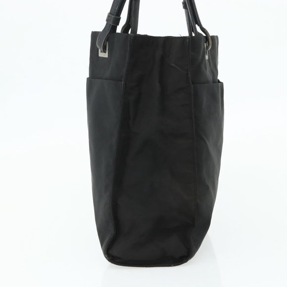 PRADA Tote Bag Nylon Black Silver Auth bs34646