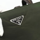 PRADA Tote Bag Nylon Khaki Silver Auth bs34647-18