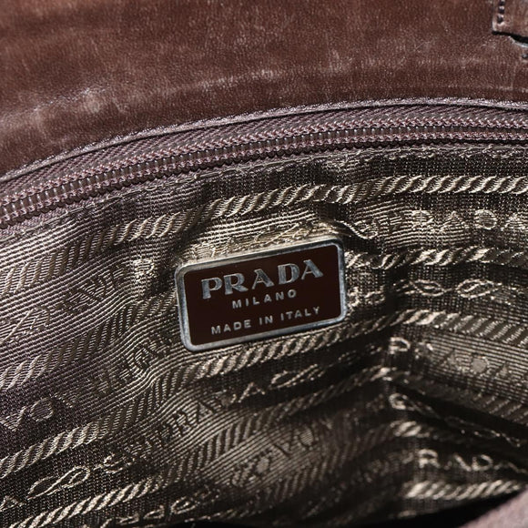PRADA Tote Bag Nylon Khaki Silver Auth bs34647