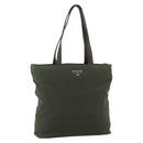 PRADA Tote Bag Nylon Khaki Silver Auth bs34647-1