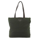 PRADA Tote Bag Nylon Khaki Silver Auth bs34647-13