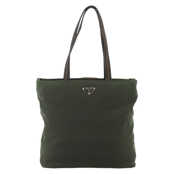 PRADA Tragetasche Nylon Khaki Silber Auth bs34647