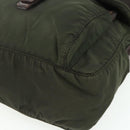 PRADA Shoulder Bag Nylon Khaki Silver Auth bs34648-10