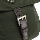 PRADA Shoulder Bag Nylon Khaki Silver Auth bs34648-15