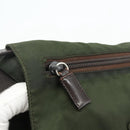 PRADA Shoulder Bag Nylon Khaki Silver Auth bs34648-18