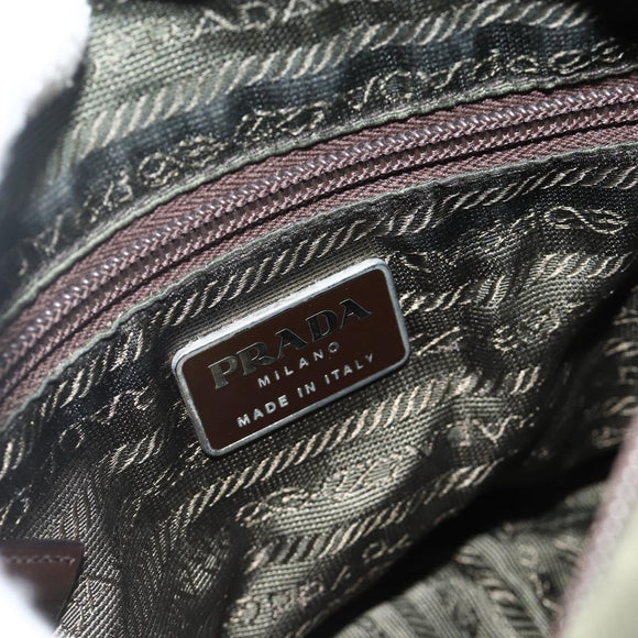 PRADA Shoulder Bag Nylon Khaki Silver Auth bs34648