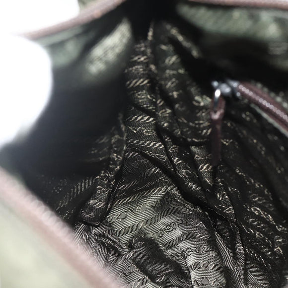 PRADA Shoulder Bag Nylon Khaki Silver Auth bs34648