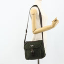 PRADA Shoulder Bag Nylon Khaki Silver Auth bs34648-31