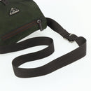 PRADA Shoulder Bag Nylon Khaki Silver Auth bs34648-7