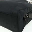 PRADA Chain Tote Bag Nylon Black Silver Auth bs34649-15