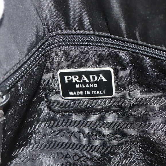 PRADA Chain Tote Bag Nylon Black Silver Auth bs34649