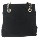 PRADA Chain Tote Bag Nylon Black Silver Auth bs34649-2