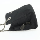 PRADA Chain Tote Bag Nylon Black Silver Auth bs34649-3