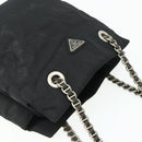 PRADA Chain Tote Bag Nylon Black Silver Auth bs34649-6