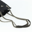 PRADA Chain Tote Bag Nylon Black Silver Auth bs34649-7