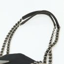 PRADA Chain Tote Bag Nylon Black Silver Auth bs34649-8
