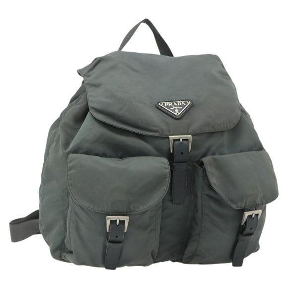 PRADA Backpack Nylon Gray Silver Auth bs34650