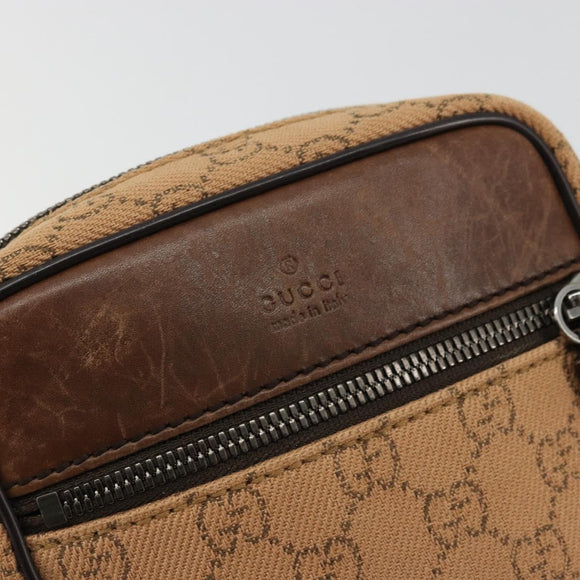 GUCCI GG Canvas Shoulder Bag Beige Silver 101680 Auth bs34651