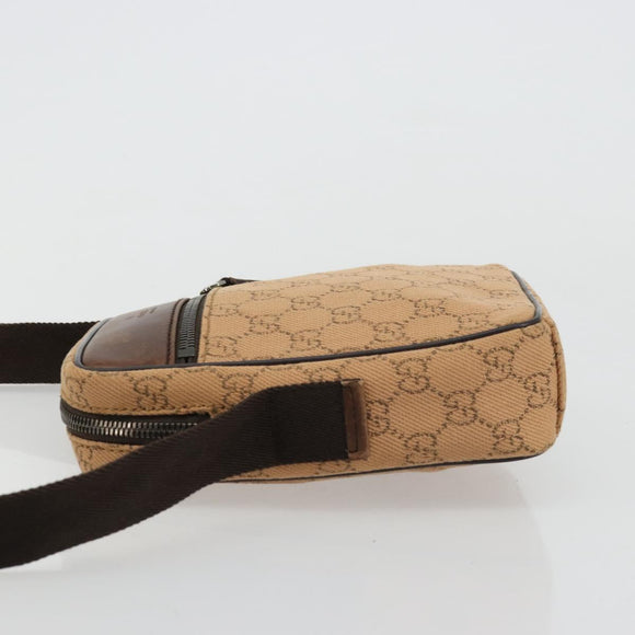 GUCCI GG Canvas Shoulder Bag Beige Silver 101680 Auth bs34651