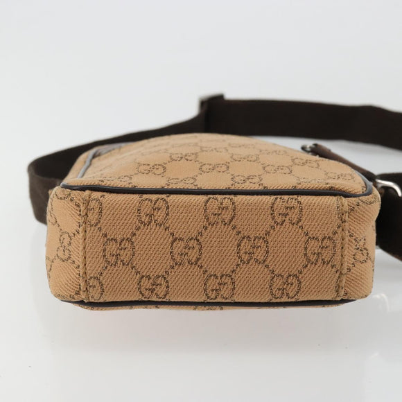 GUCCI GG Canvas Shoulder Bag Beige Silver 101680 Auth bs34651