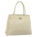 PRADA Hand Bag Nylon Ivory Silver Auth bs34653-1