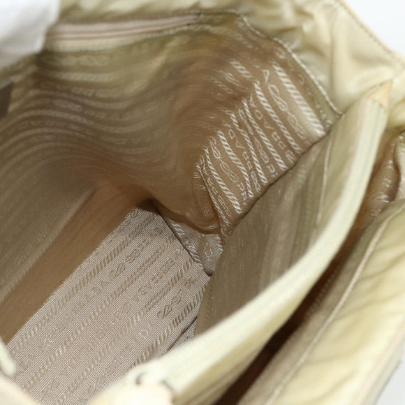 PRADA Hand Bag Nylon Ivory Silver Auth bs34653