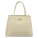 PRADA Hand Bag Nylon Ivory Silver Auth bs34653-13