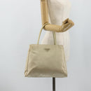 PRADA Hand Bag Nylon Ivory Silver Auth bs34653-25