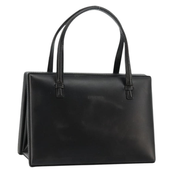 LOEWE Hand Bag Leather Black Gold Auth bs34657