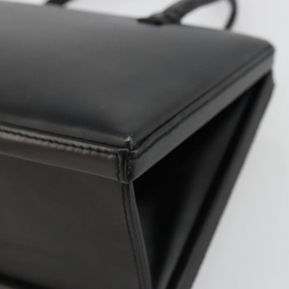 LOEWE Hand Bag Leather Black Gold Auth bs34657