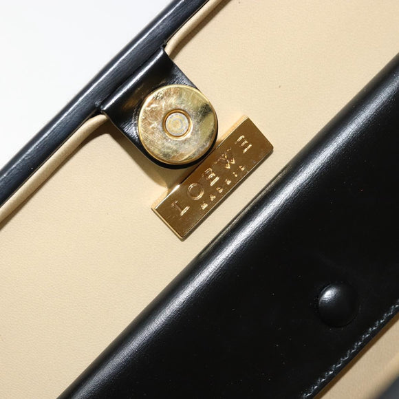 LOEWE Hand Bag Leather Black Gold Auth bs34657