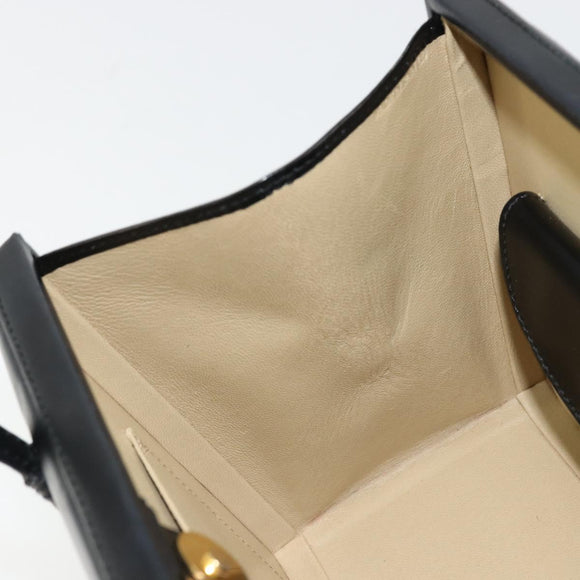 LOEWE Hand Bag Leather Black Gold Auth bs34657