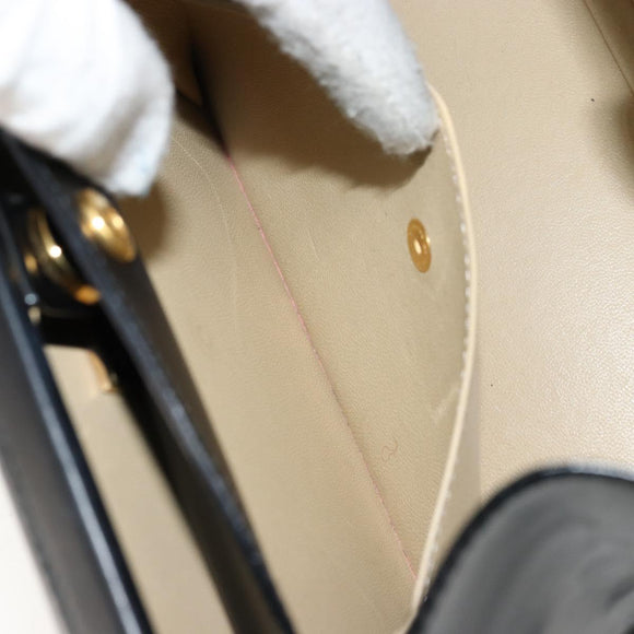 LOEWE Hand Bag Leather Black Gold Auth bs34657