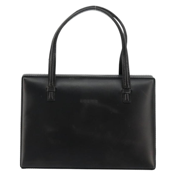 LOEWE Hand Bag Leather Black Gold Auth bs34657