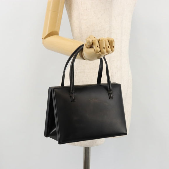 LOEWE Hand Bag Leather Black Gold Auth bs34657