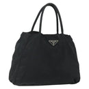 PRADA Hand Bag Nylon Black Silver Auth bs34658-1