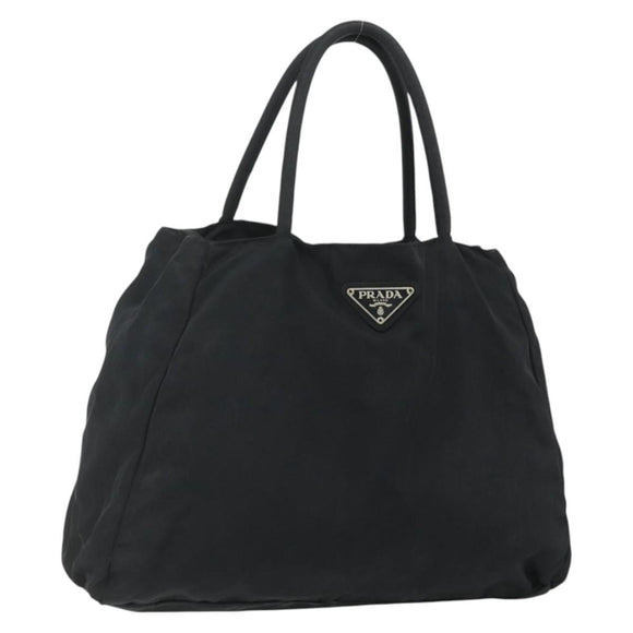 PRADA Hand Bag Nylon Black Silver Auth bs34658