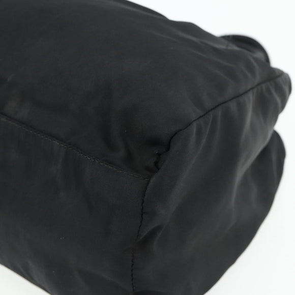 PRADA Hand Bag Nylon Black Silver Auth bs34658
