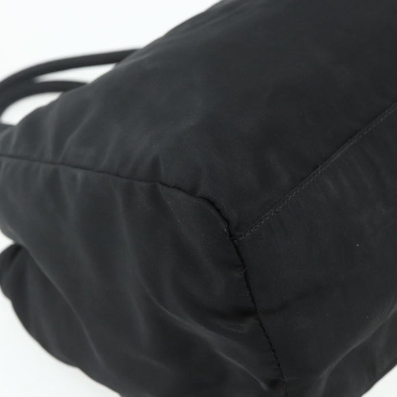 PRADA Hand Bag Nylon Black Silver Auth bs34658