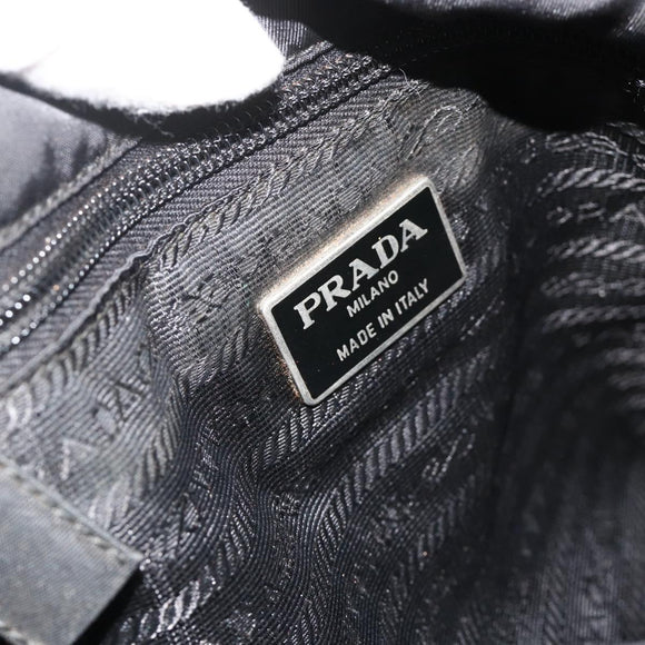 PRADA Hand Bag Nylon Black Silver Auth bs34658