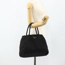 PRADA Hand Bag Nylon Black Silver Auth bs34658-25