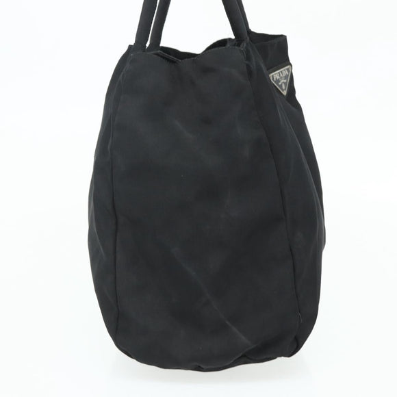 PRADA Hand Bag Nylon Black Silver Auth bs34658
