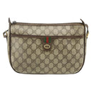 GUCCI GG Supreme Web Sherry Line Bag PVC Beige Gold 89 02 077 Auth bs34659-13