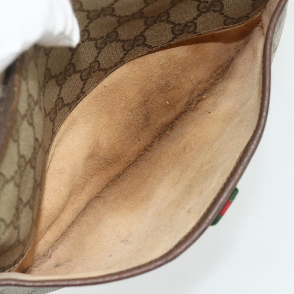 GUCCI GG Supreme Web Sherry Line Bag PVC Beige Gold 89 02 077 Auth bs34659