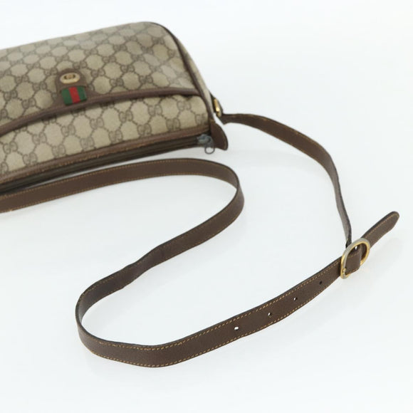 GUCCI GG Supreme Web Sherry Line Bag PVC Beige Gold 89 02 077 Auth bs34659